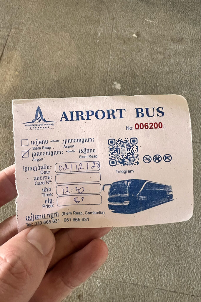 ticket de bus aéroport de Siem Reap
